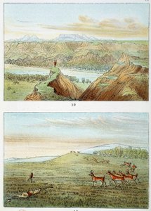 Indios de América: caza de antílopes. Grabado de George Catlin (1794-1872). de George Catlin