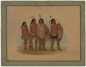 Jefe Kiowa, su Esposa y Dos Guerreros de George Catlin