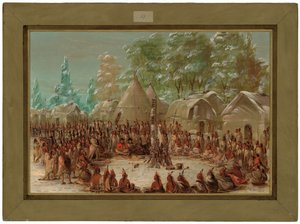 La Fiesta del Grupo de La Salle en el Pueblo de Illinois. 2 de Enero de 1680 de George Catlin