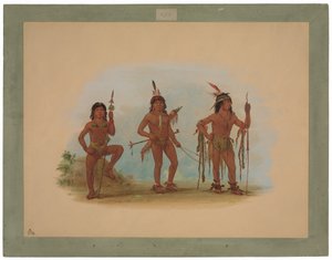 Hombre Medicina Lengua con Dos Guerreros de George Catlin