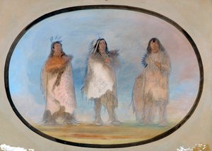 Pequeño Oso, Viento Empinado, El Perro, Tres Guerreros Distinguidos de la Tribu Sioux, ca. 1865-1871 de George Catlin