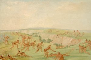 Mandan atacando a un grupo de Arikara, 1832-1833 de George Catlin