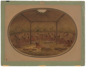 Ceremonia Mandan - El agua se hunde de George Catlin