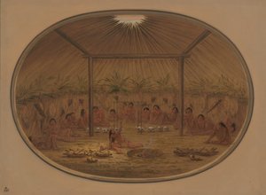 Ceremonia Mandan - El Agua se Hundía, 1861-1869 de George Catlin