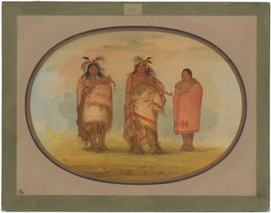 Jefe Menomonie, su esposa y su hijo de George Catlin