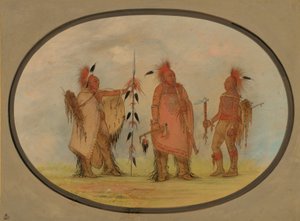 Jefe Osage con dos guerreros, 1861-1869 de George Catlin