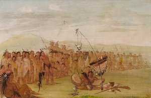 Autotortura en una ceremonia religiosa sioux, 1835-1837 de George Catlin