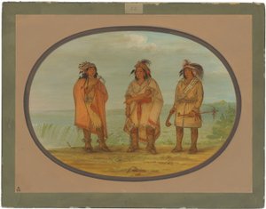 Jefe Séneca, Chaqueta Roja, con Dos Guerreros de George Catlin