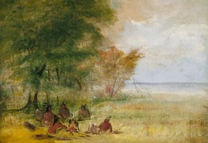 Consejo indio sioux, jefes en profunda deliberación de George Catlin