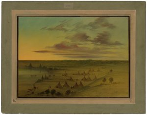 Aldea Sioux - Lago del Cisne de George Catlin