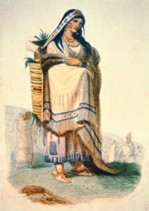 Madre sioux con bebé en una cuna de George Catlin