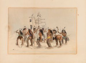 Baile con raquetas de nieve--no. 14 de George Catlin