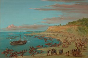 El Griffin entrando al puerto en Mackinaw, 27 de agosto de 1679