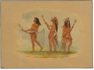 Tres jugadores de pelota célebres - Choctaw, Sioux y Ojibbeway de George Catlin