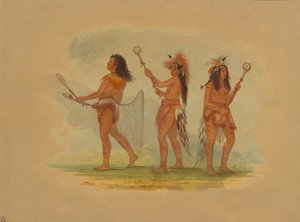 Tres jugadores de pelota célebres - Choctaw, Sioux y Ojibbeway, 1861. de George Catlin