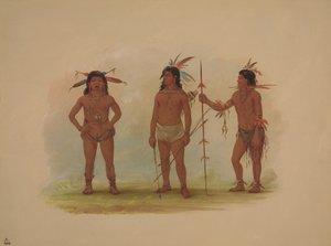 Tres hombres Omagua, 1854-1869 de George Catlin