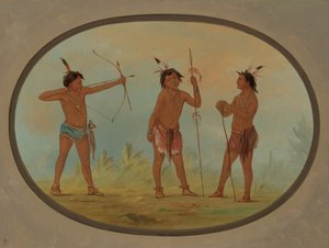 Tres guerreros Shoshonee armados para la guerra, 1861-1869 de George Catlin