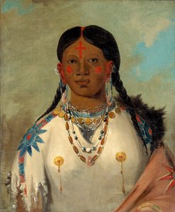 Tís-se-wóo-na-tís, Ella que baña sus rodillas, esposa del jefe, 1832 de George Catlin