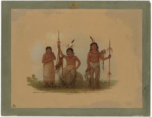 Dos guerreros arapaho y una mujer de George Catlin