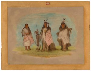 Dos guerreros Blackfoot y una mujer de George Catlin