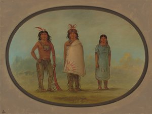 Dos Guerreros Chippewyan y una Mujer, 1855-1869 de George Catlin