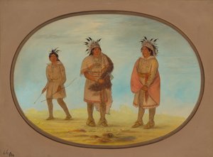 Dos guerreros Weeah y una mujer, 1861-1869 de George Catlin