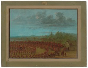 Danza de guerra de los Saukies de George Catlin