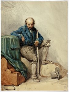 Hombre calvo sentado sobre sus pertenencias (anverso); Dama con vestido amarillo (reverso) de George Cattermole