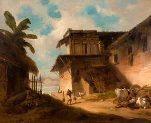 Escena de un pueblo de Bengala, 1821 de George Chinnery