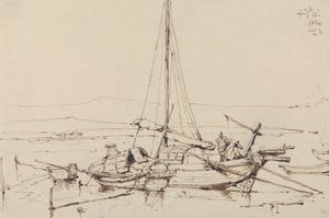 Barcos chinos, 1834 de George Chinnery
