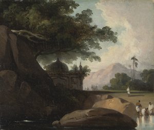 Paisaje indio con templo de George Chinnery
