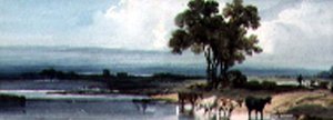 Lago con ganado, China de George Chinnery