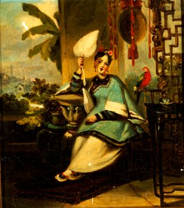 Retrato de una niña con un loro de George Chinnery