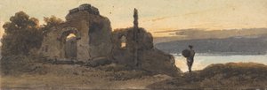 Templo junto al lago de George Chinnery