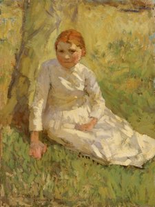 Niña en un campo de George Clausen