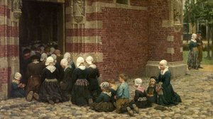 Misa mayor en un pueblo pesquero en el Zuiderzee, Holanda, 1876