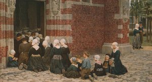Misa mayor en un pueblo pesquero en el Zuiderzee, Holanda, 1876, c1930 de George Clausen
