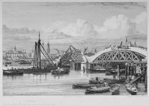 Puente de Londres en construcción, 1827 de George Cooke