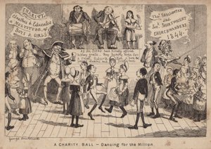 Un baile de caridad - bailando para el millón; caricatura