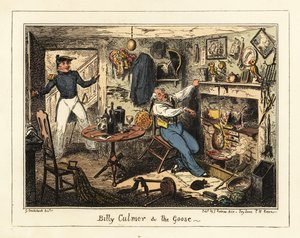 Un teniente de navío convoca a un antiguo guardiamarina a sus funciones,1826 (litografía)