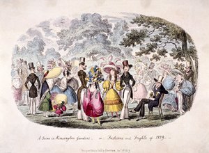Una escena en Kensington Gardens - o - moda y sustos de 1829 de George Cruikshank