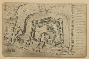 Vista de la Torre de Londres en 1553 de George Cruikshank