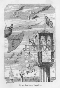 Air-um, Scare-um Viajando - anticipación del futuro del vuelo en 1843 de George Cruikshank