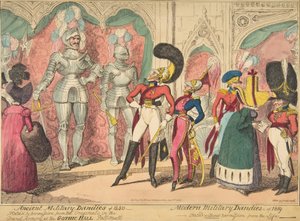 Dandis militares antiguos de 1450 - Dandis militares modernos de 1819, 1 de agosto de 1835 de George Cruikshank