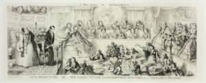 As It Ought to Be or The Ladies Trying a Contemptible Scoundrel for a "Breach of Promise" de los grabados en acero de George Cruikshank para The Comic Almanacks: 1835-1853
