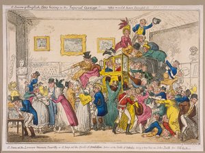 El Carruaje de Bonaparte en Exhibición en el Museo de Bullock, Piccadilly, Westminster, Londres, 1835 de George Cruikshank