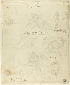 Primeros bocetos para Falstaff, Sueño de una noche de verano de George Cruikshank