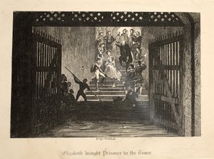 Elizabeth llevada prisionera a la Torre, de La Torre de Londres, pub. 1840 de George Cruikshank