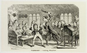 Febrero - Recorte del tiempo de los grabados en acero de George Cruikshank para The Comic Almanacks: 1835-1853 de George Cruikshank