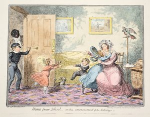 De vuelta de la escuela o el comienzo de las vacaciones pub. 1835 de George Cruikshank